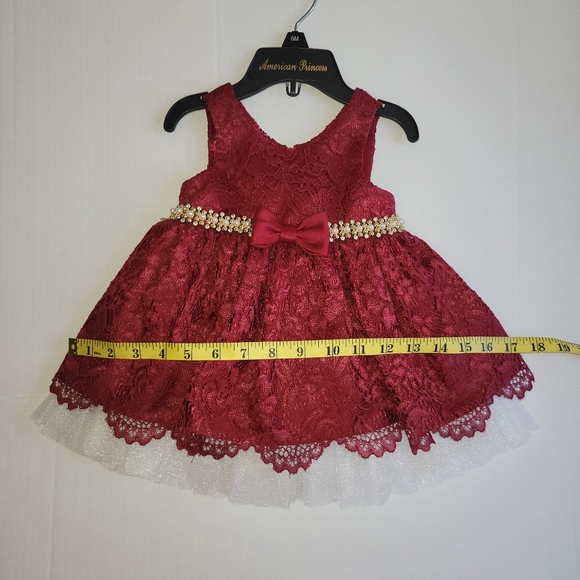 American Princess Deep Red Lace with tulle and shorts - 6M - Picture 4 of 14